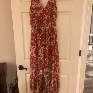 Ramy Brook Red Paisley High Low Dress